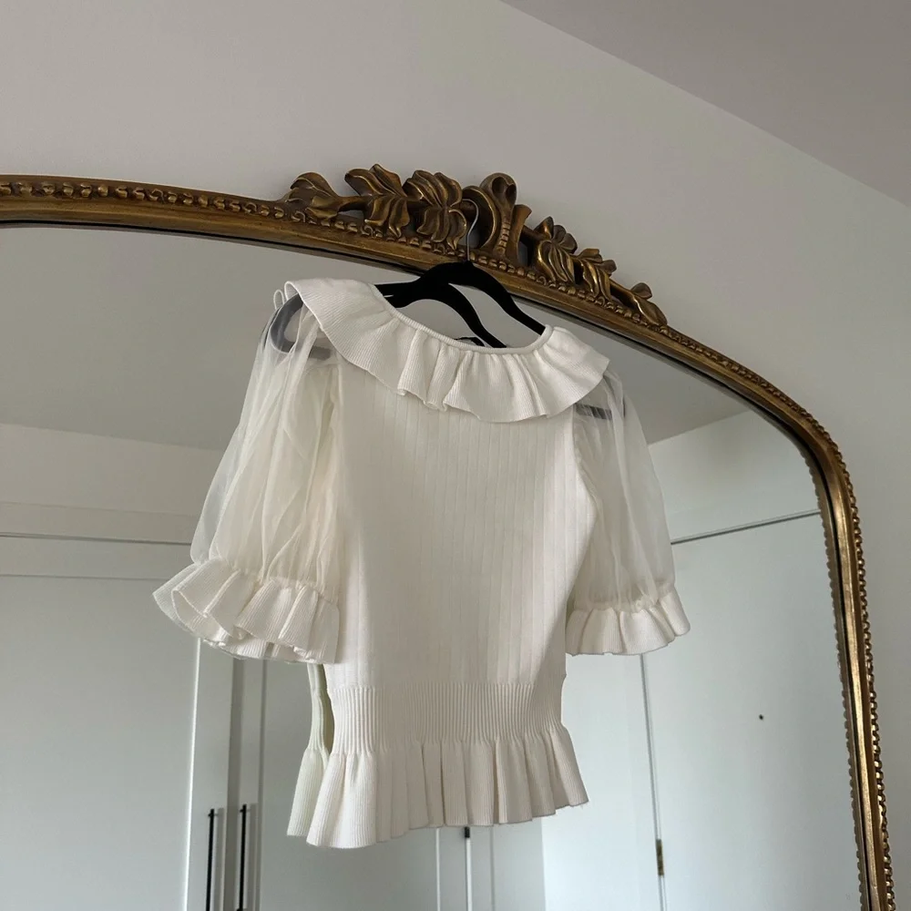 NWOT English Factory White Knit Blouse - Picture 5 of 5